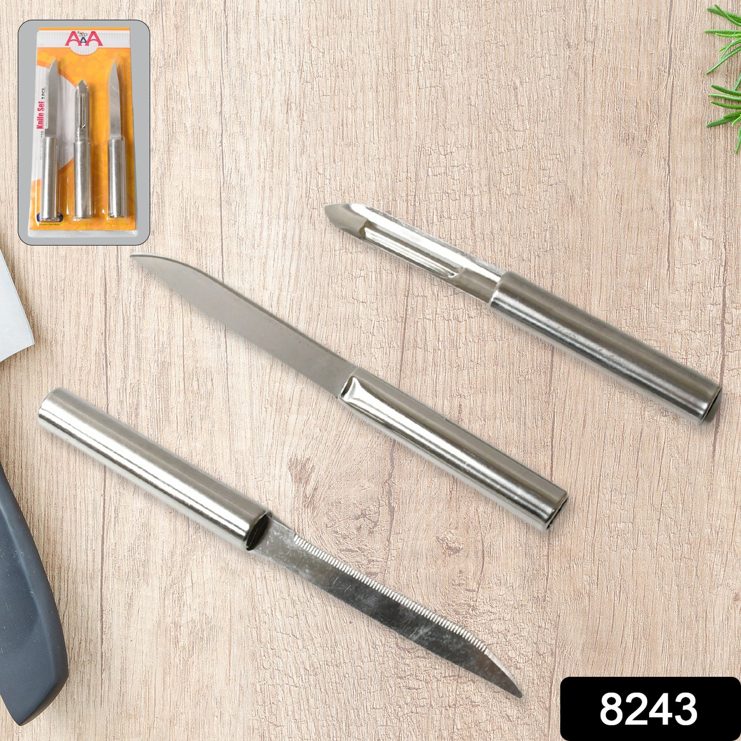 Stainless Steel Multipurpose Sharp Cutting Knife With Non-slip Handle For Fruit Meat And Vegetable Chopping (Pack Of 3)