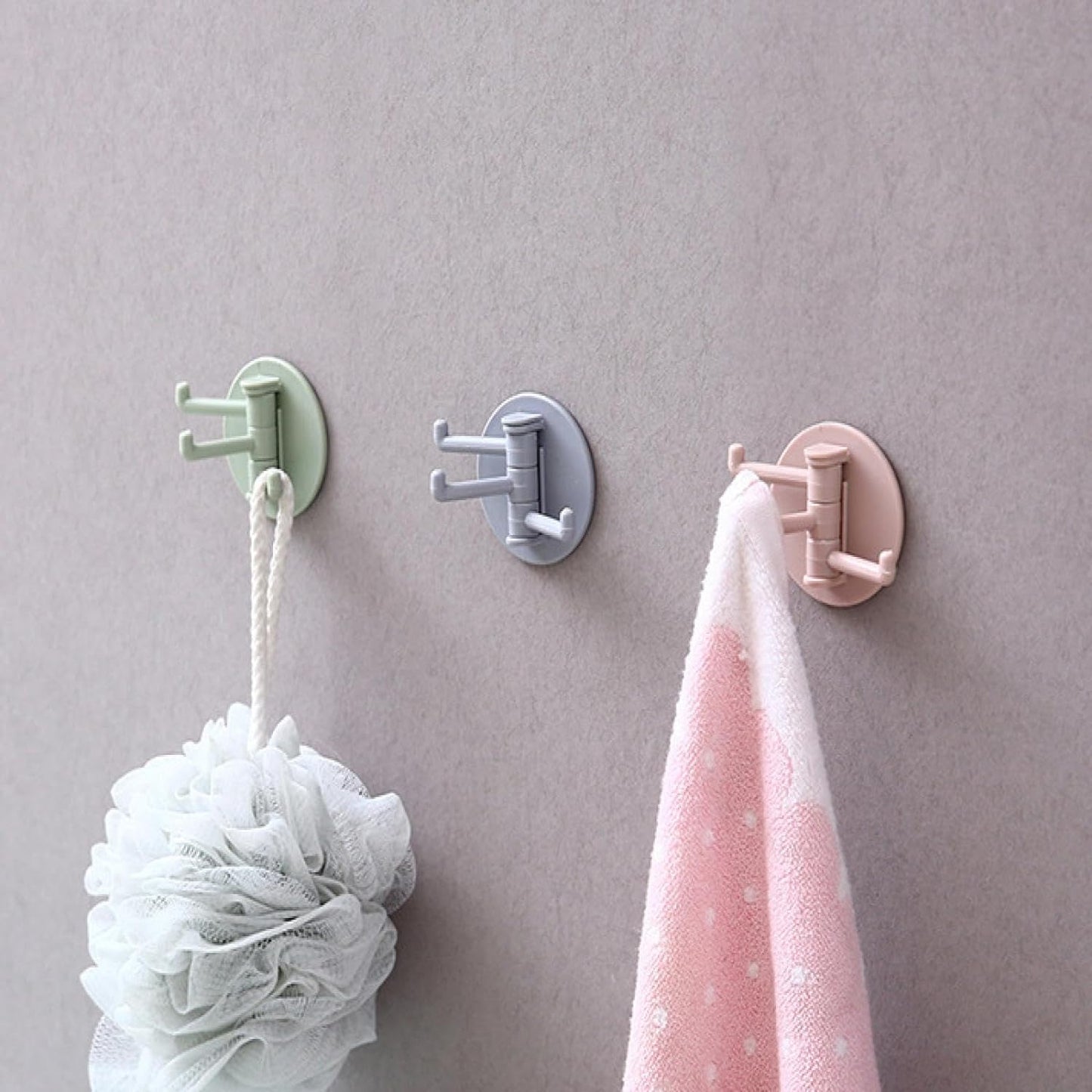 Sticky Hook Household Strong Punch-free Hook 180foldable Multi-function Rotatable Hook With 3 Hooks Suitable For Bathroom Kitchen Office (1 Pc)
