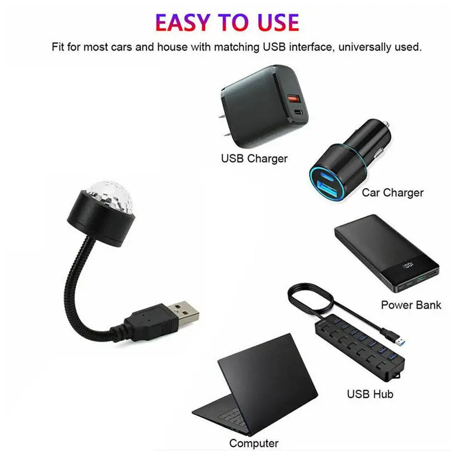 Usb Star Night Light Projector And Mini Disco Ball Light Adjustable Auto Roof Interior Car Ceiling Lights Flexible Atmosphere Strobe Light Decorations For Bedroom Car Party Ceiling