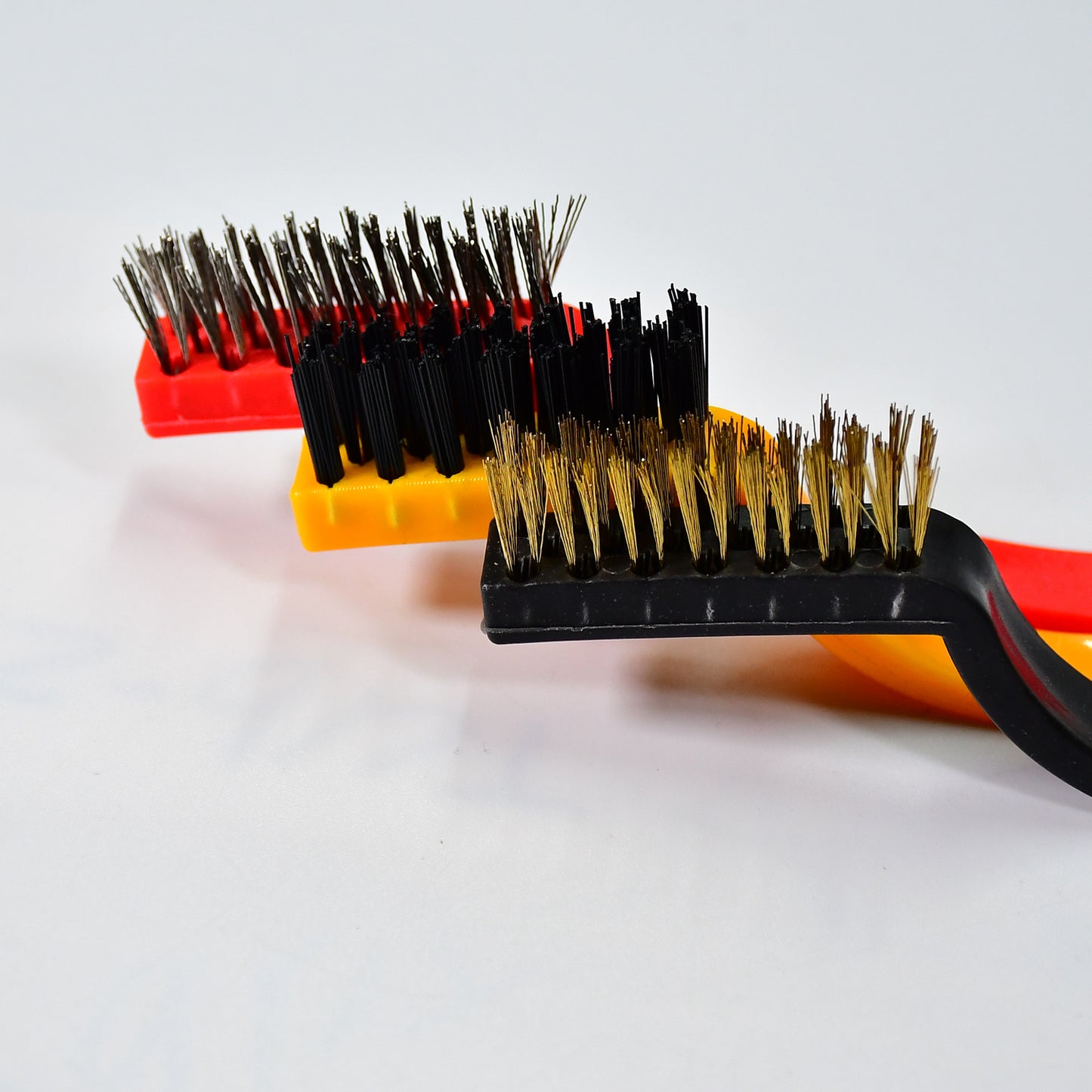 3pc Mini Wire Brush Set Brass Nylon Stainless Steel Bristles Household Cleaning Brush For Gas Stove Smoke Machine Tool Burner Tiles Tap Rust Removal Welding Slag Dirt Paint Scrubbing.