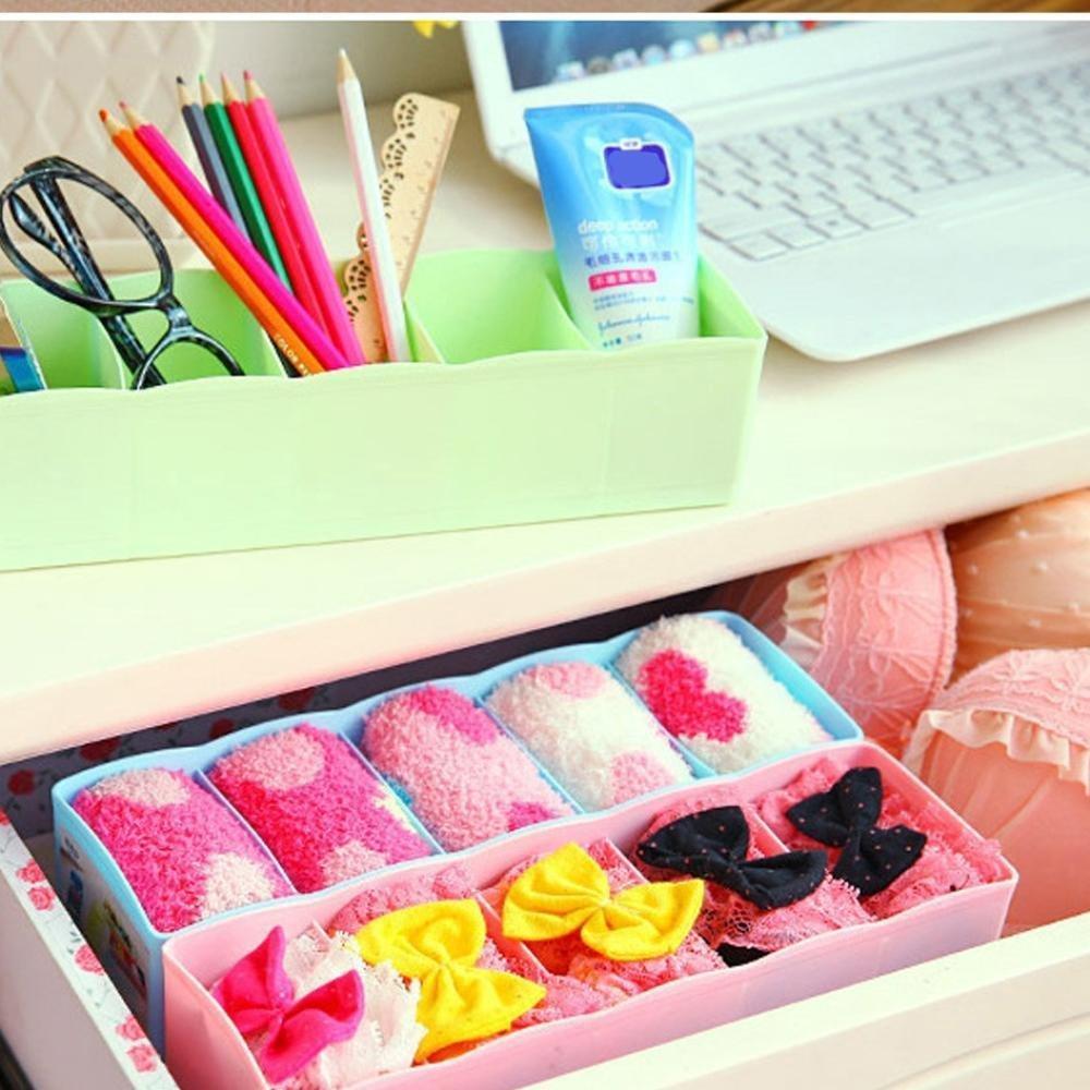 5-compartments Sockshandkerchiefunderwear Storage Box Socks Drawer Closet Organizer Storage Boxes (Pack Of 2)