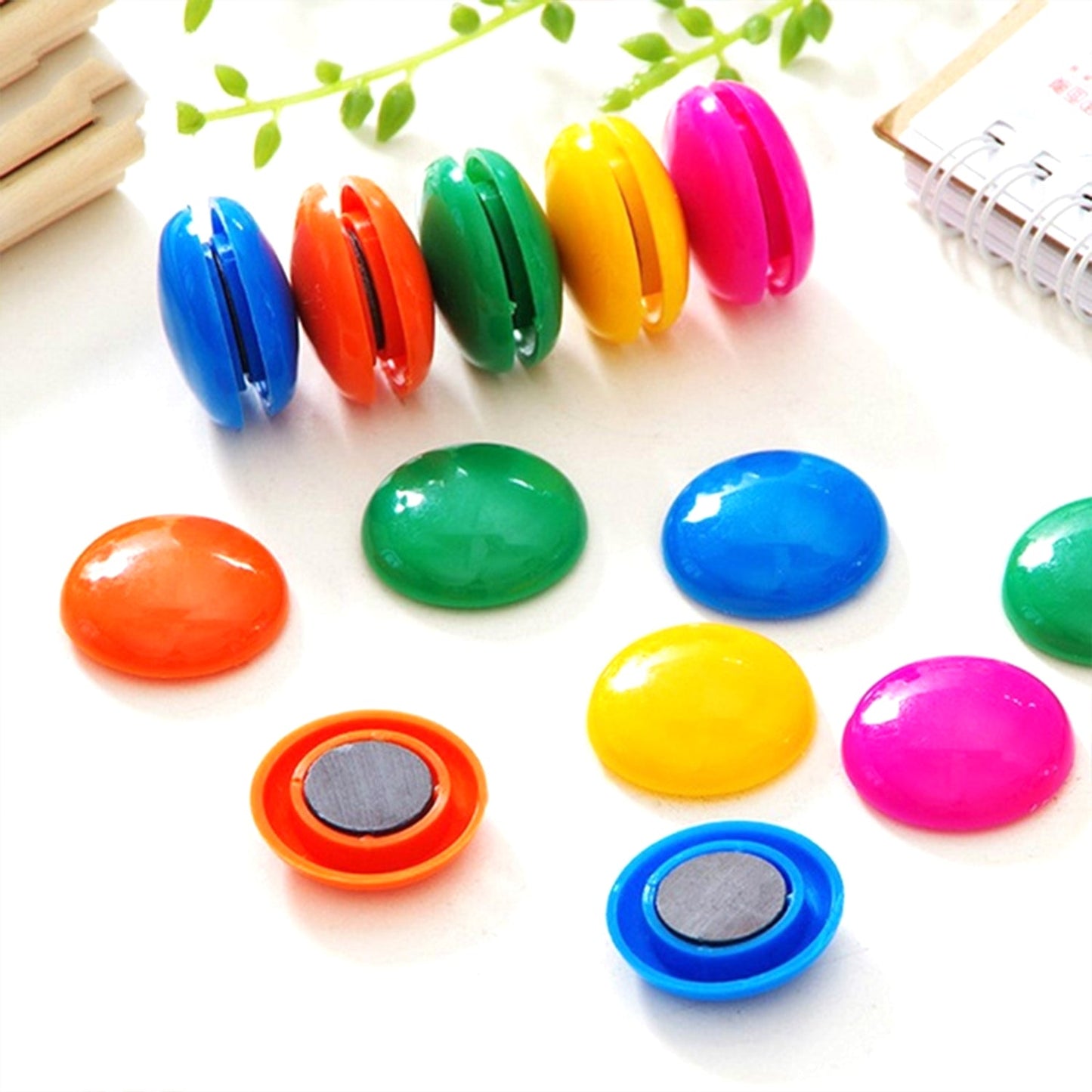 White Board Magnetic Particle Circle 2cm Color Magnetic Nail Household Teaching Magnet Strong Plastic Magnetic Buckle (Pack Of 200pc)