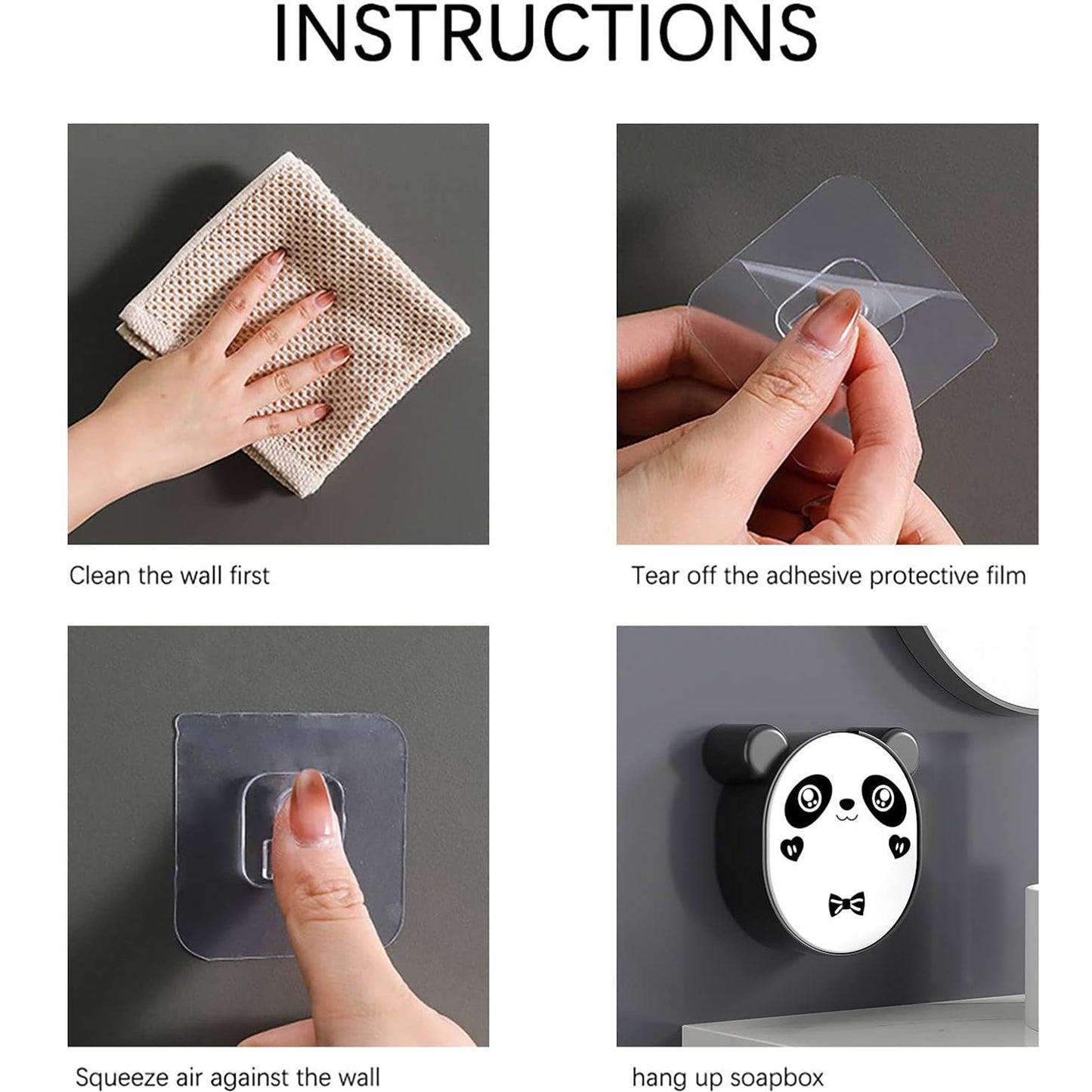 Plastic Cute Panda Soap Box Wall Mounted Flip-top Drain Soap Case (1 Pc)