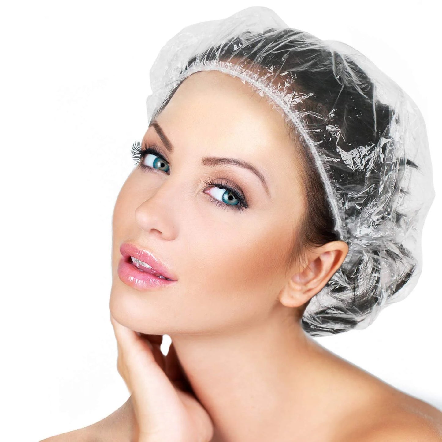 Disposable Plastic Shower Caps Clear Elastic Thick Bath Cap For Women Spahome Usehotel And Hair Salon (1pc)
