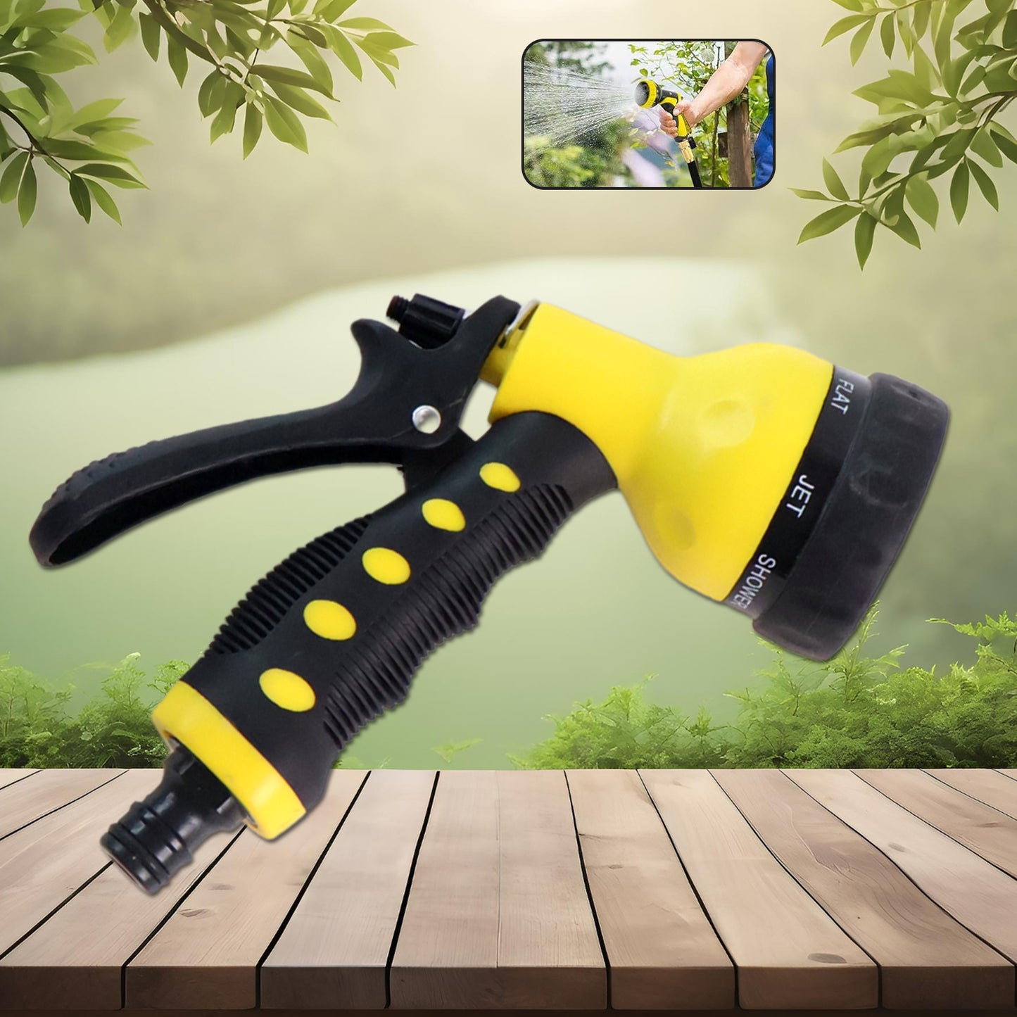 Adjustable 8 Pattern Water Spray Gun Trigger High Pressure For Vehicle Cleaning Garden Lawn Grass Rinse Flat Soak Washing For Car Bike Plants Pressure Washer Water Nozzle