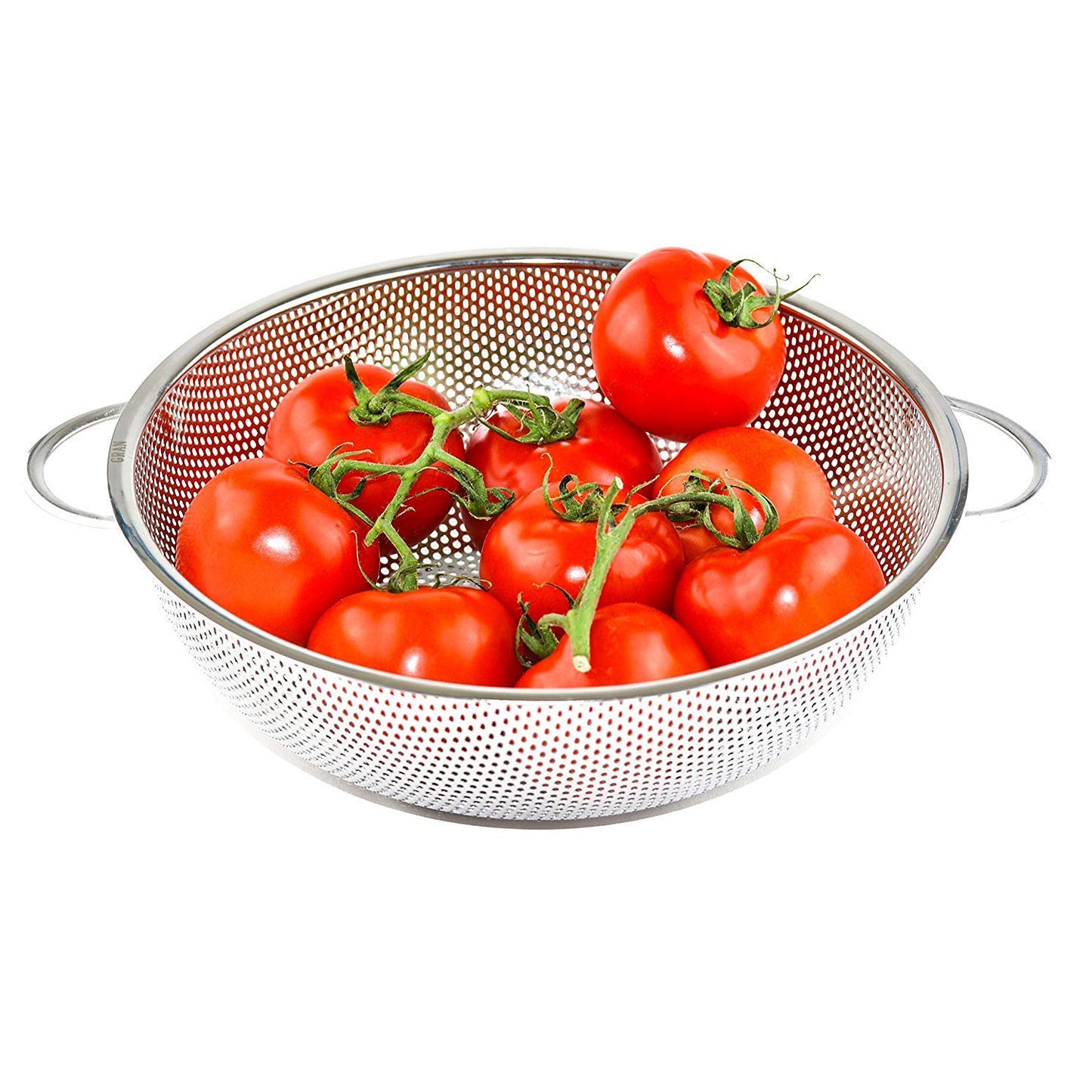 Stainless Steel Colander With Handle Large Metal Mesh Basket Strainer For Pasta Spaghetti Berry Veggies Fruits Kitchen Food Colander Dishwasher Safe (1 Pc 25.5 Cm)