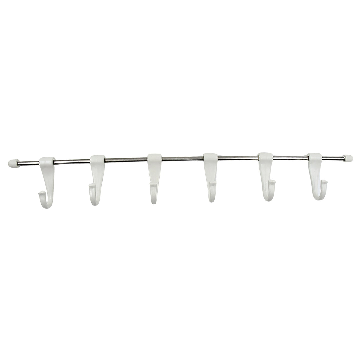 Stainless Steel Utensil Hanger Rail Nail Free Wall Mount With 2 Magic Stickers 6 Plastic Hooks For Kitchen
