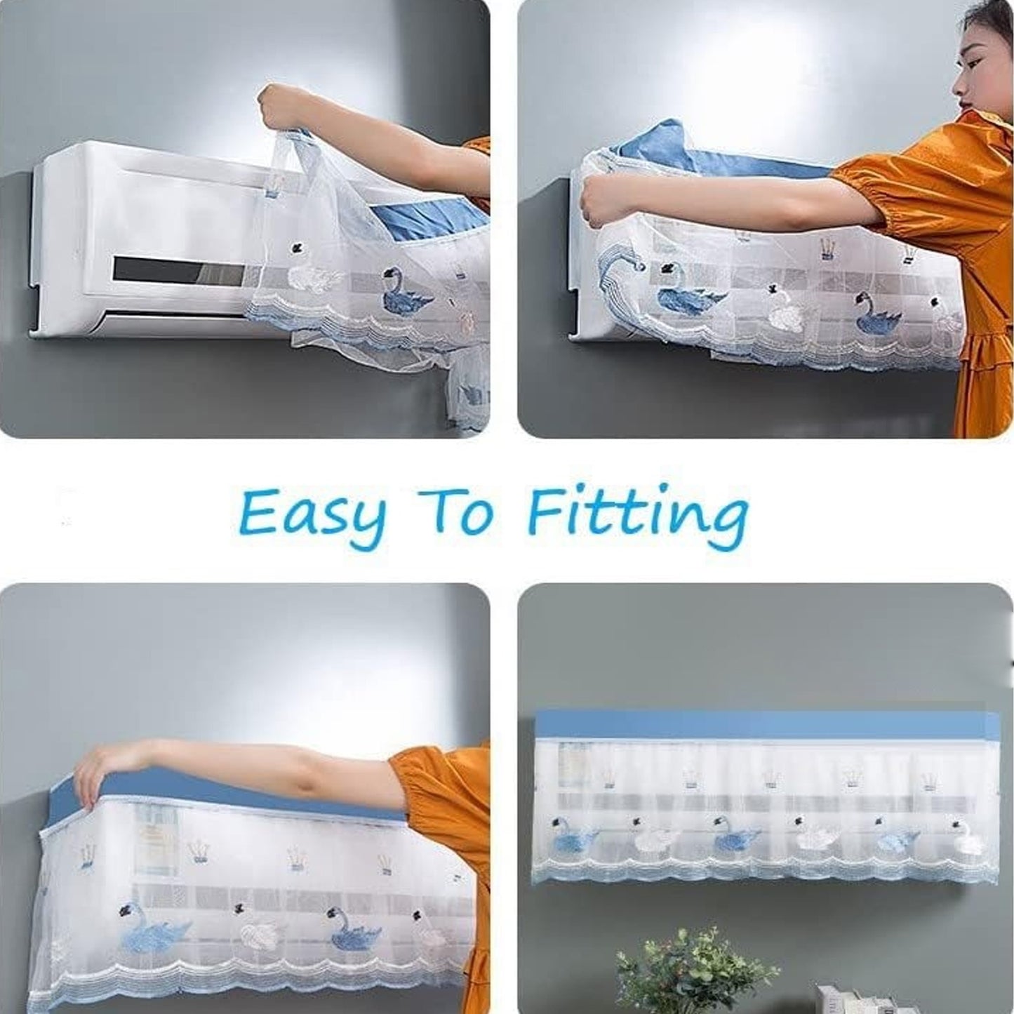 Ac Cover Air Conditioning Dust Cover Folding Designer Ac Cover For Indoor Split Cover Washable Foldable Dustproof Cover ( Approx 1 Ton Mix Design 1 Pc)