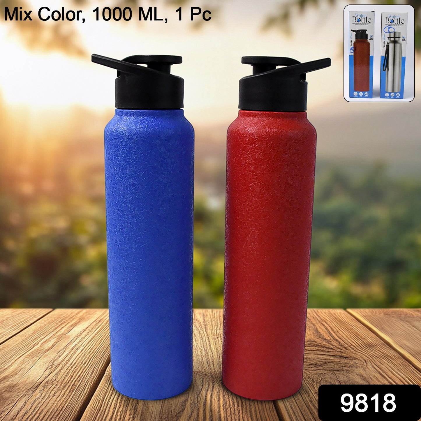 Stainless Steel Water Bottle Fridge Water Bottle (1000ml Mix Colour 1 Pc)