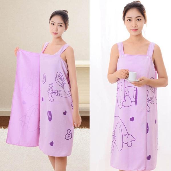 Soft Cotton Bathrobe For Girls Women Bath Robe Towel For Women Quick Dry Dress Towel For Ladies.