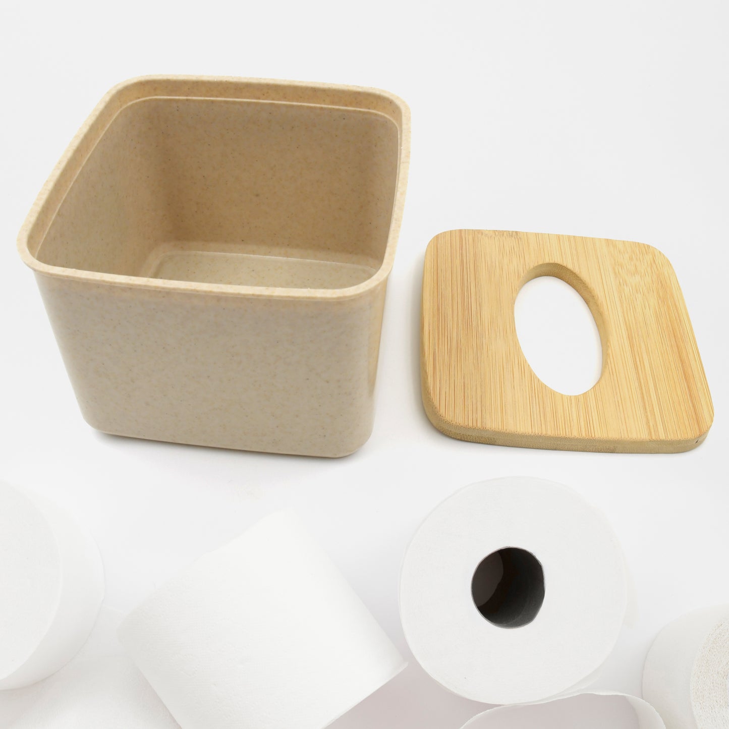 Tissue Box Desktop Stand Bamboo Tissue Cover Box Rectangular Paper Towel Holder Removable Tissue Dispenser For Bathroom Vanity Countertop Bedroom Car Holder Paper Towels Dispenser (1 Pc )