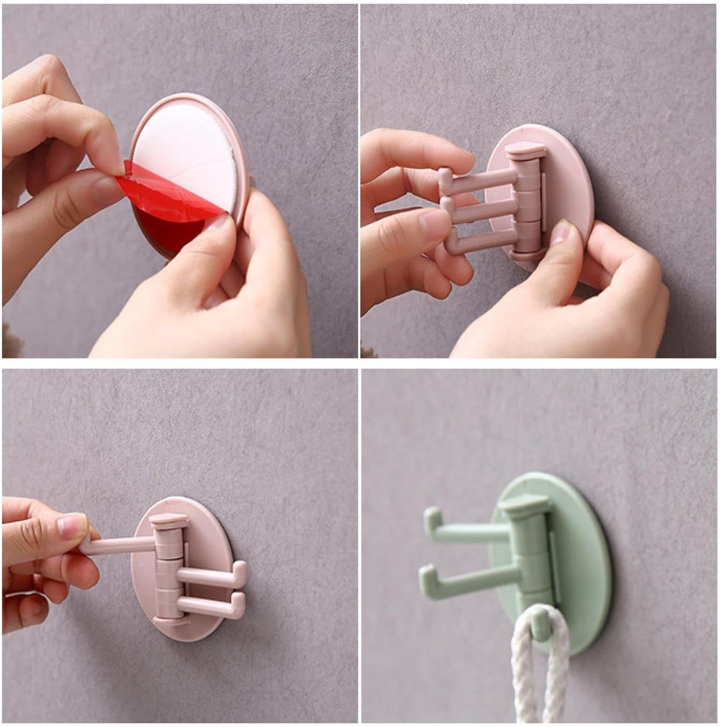 Sticky Hook Household Strong Punch-free Hook 180foldable Multi-function Rotatable Hook With 3 Hooks Suitable For Bathroom Kitchen Office (1 Pc)