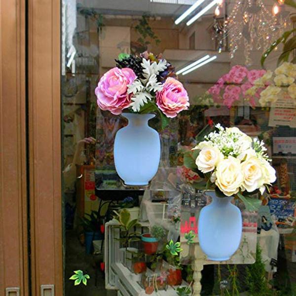 Wall Hanging Silicone Flower Pot Sticker Plant Rack For Decoration (Multicolour)
