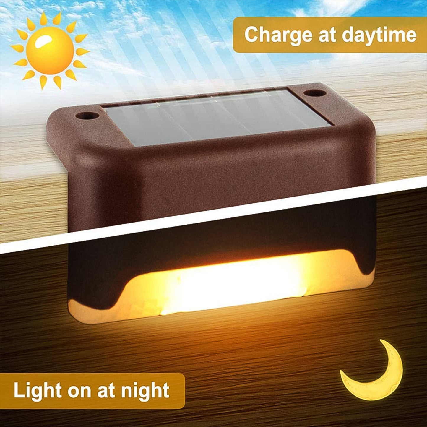 Solar Decorative Lights Waterproof Durable Garden Atmosphere Lights Stair Lights Railing Lights Step Steps Lights For Outdoor Patio Courtyard Stair Step Fence Patio Stairsyard Garden Pathway ( 4 Pc Set)