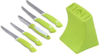 Stainless Steel Knife Peeler Set With Stand - 6 Pcs