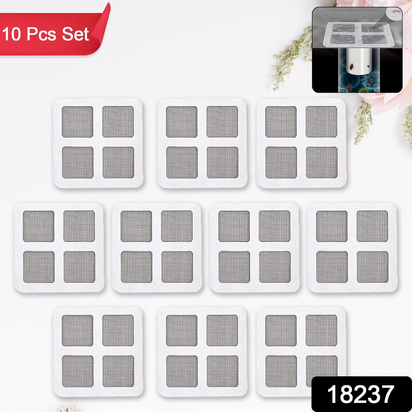 Window Screen Mesh Hole Repair Kit Patch Adhesive (1010 Cm 10 Pcs Set)