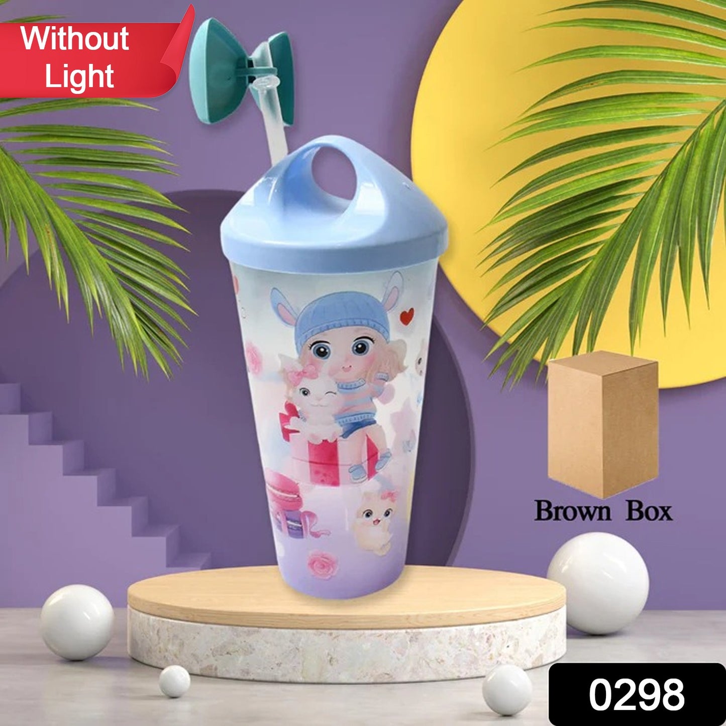 Unicorn Water Bottle With Straw Lid For Kids (Without Light)