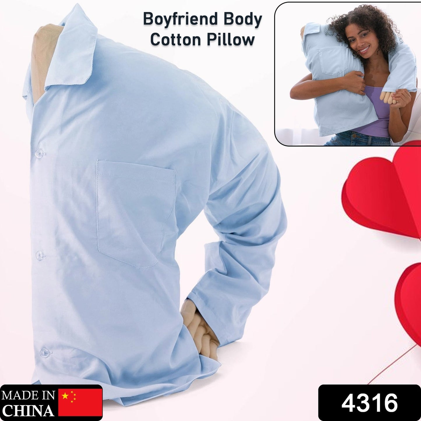 Boyfriend Body Cotton Pillow Body Pillow Super Soft Boyfriend Pillow Intimate Romantic Bedroom Partner Fun And Unique Dress Up Gift Ideas Body Pillows (1 Pc )