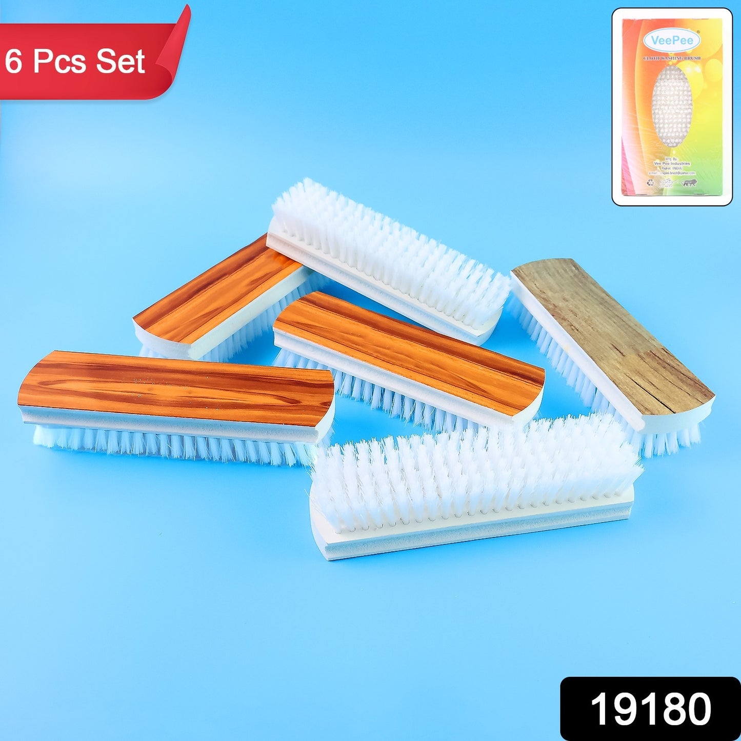 Veepee 6-piece Washing And Cleaning Scrub Brush Set (Multi-color Bristles)