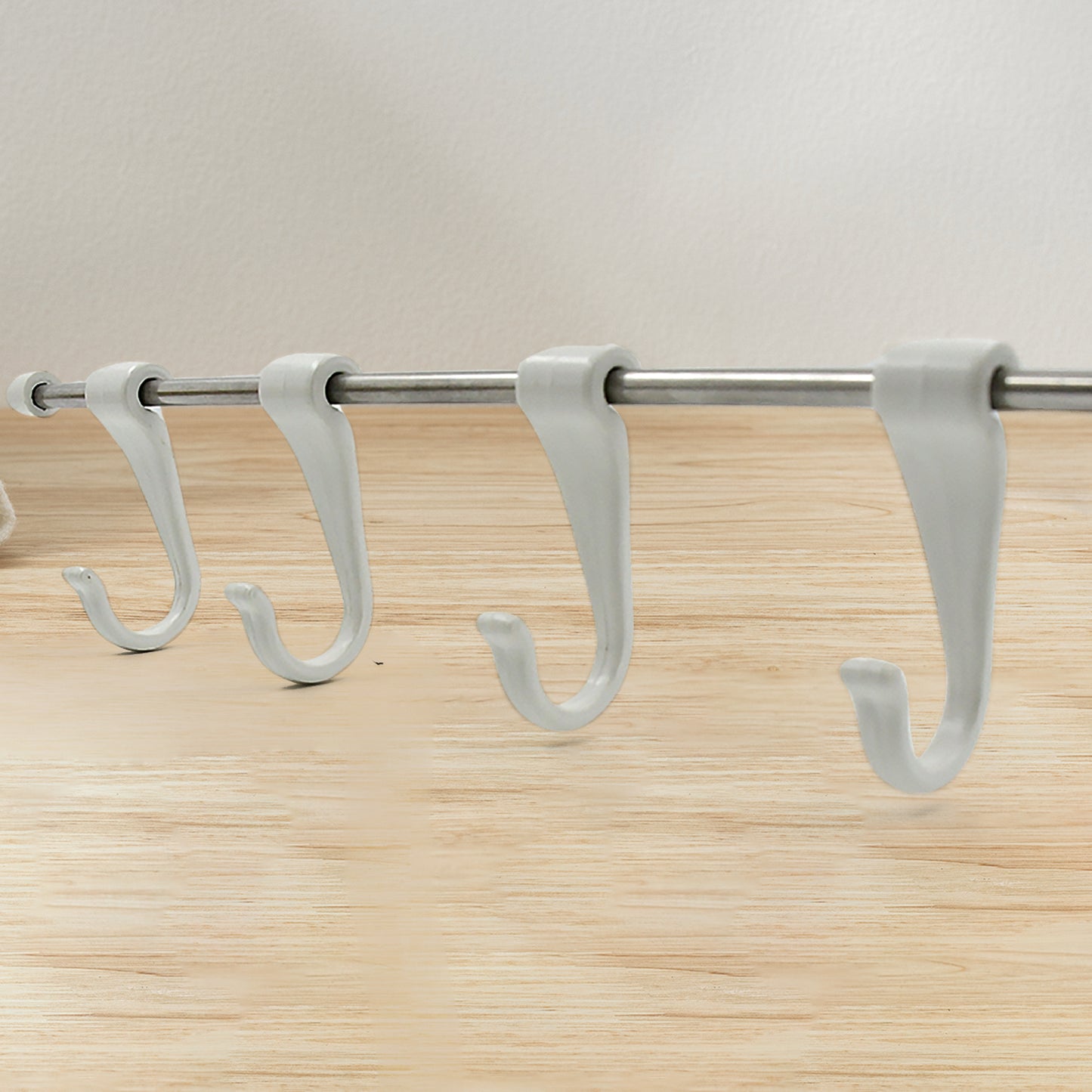 Stainless Steel Utensil Hanger Rail Nail Free Wall Mount With 2 Magic Stickers 6 Plastic Hooks For Kitchen