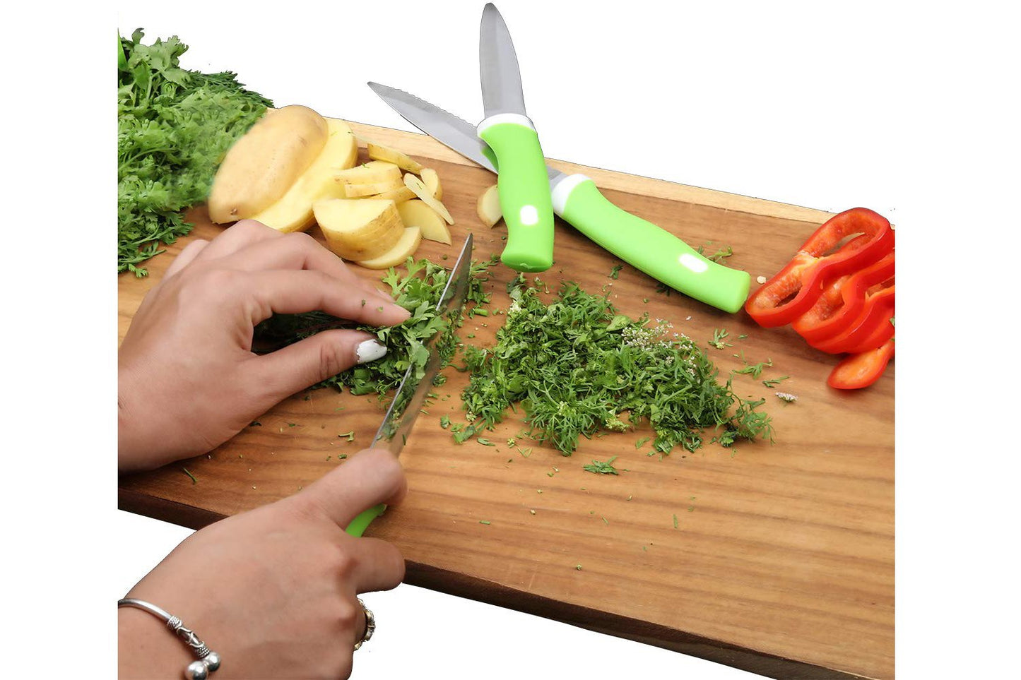 Stainless Steel Knife Peeler Set With Stand - 6 Pcs