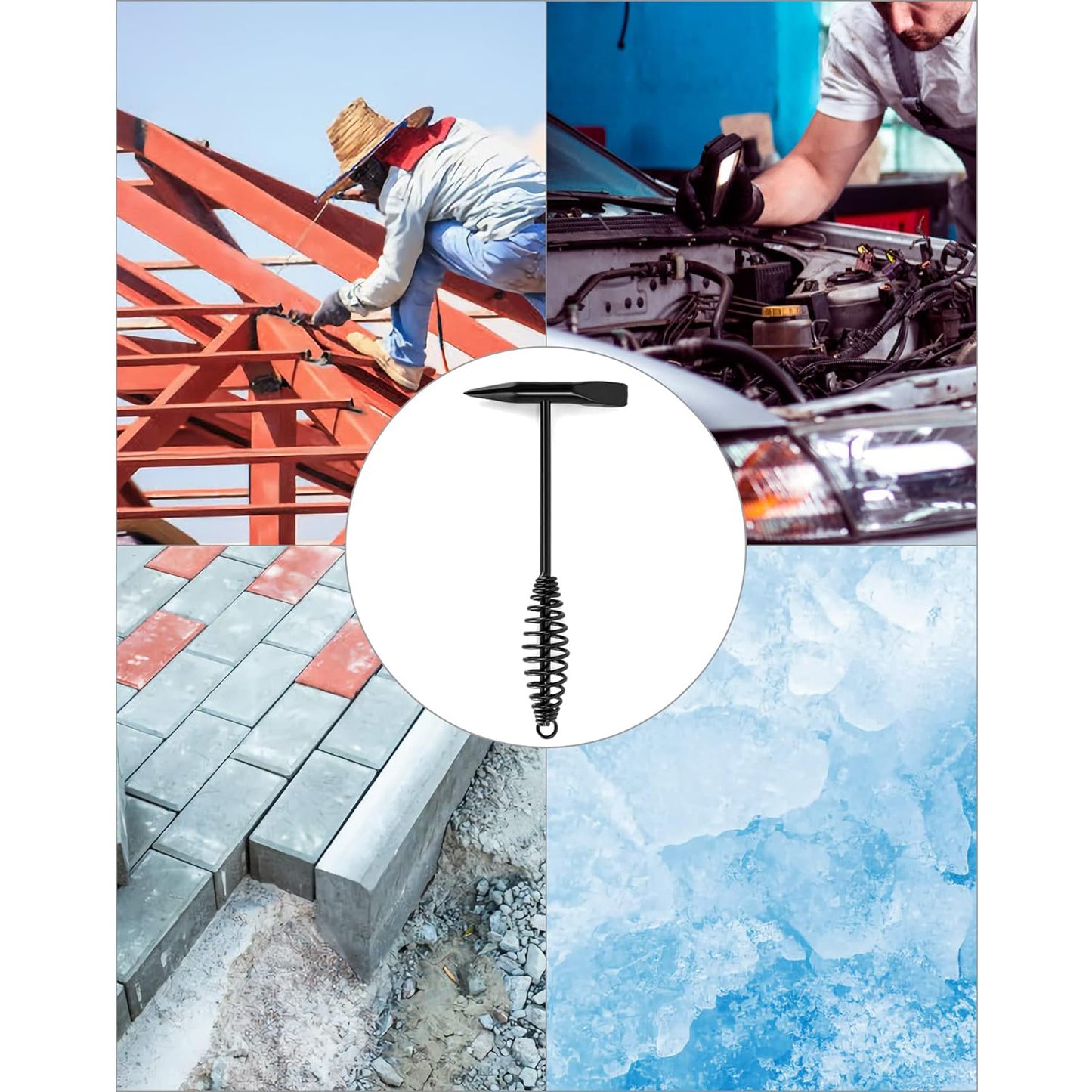 Welding Slag Removal Tool Chipping Hammer With Coil Spring Handle Mufti Functional For Cleaning Removing Slag Industrial Weld Slag Spatter Removal Tool Welding Hammer For Machinery Electrician (1 Pc )