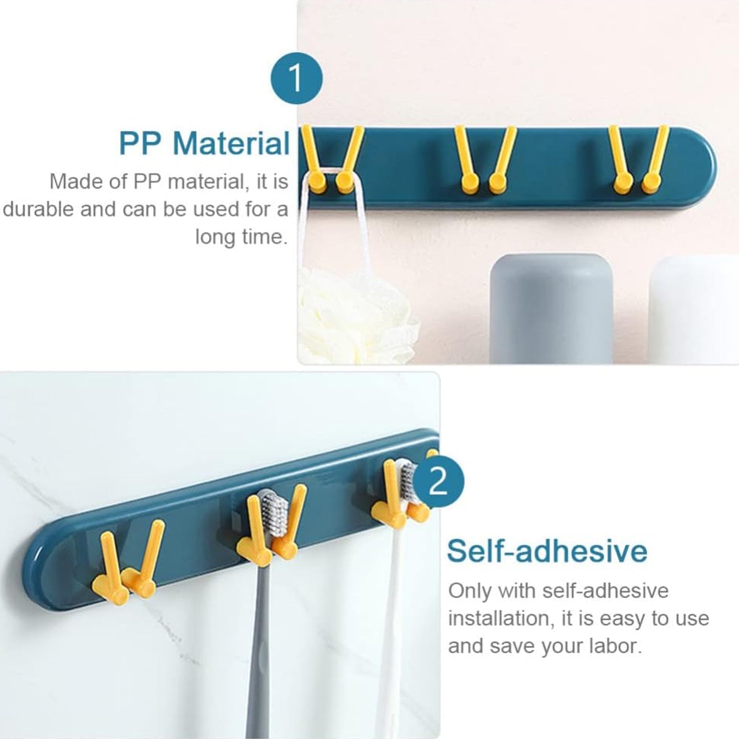 Toothbrush Holder Plastic Bathroom Accessories Organizer Wall Mounted Hanging Mount Shelf Hooks (1pc)