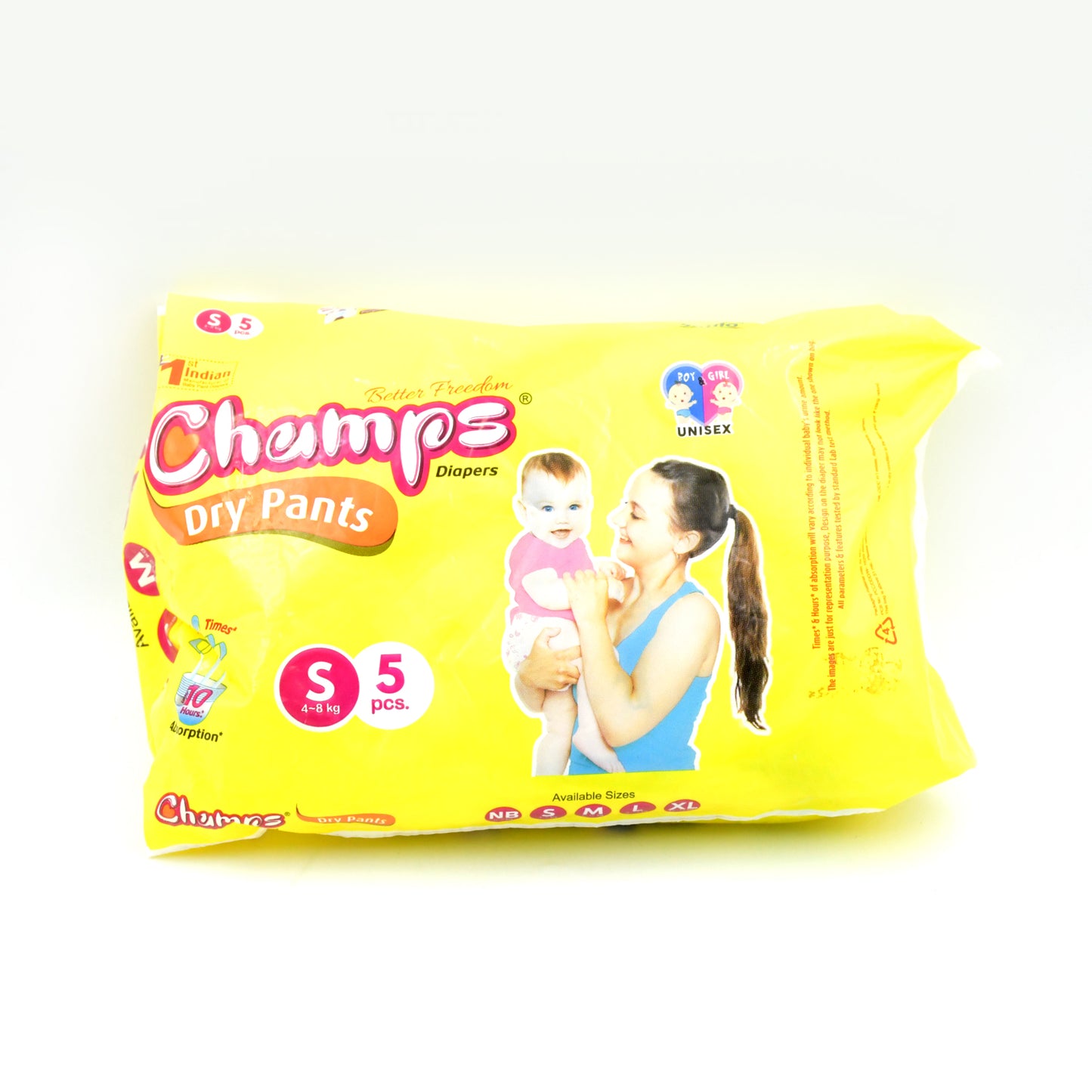 Small Champs Dry Pants Style Diaper- Small Best For Travel Absorption Champs Baby Diapers Champs Soft And Dry Baby Diaper Pants (S5 Pcs )