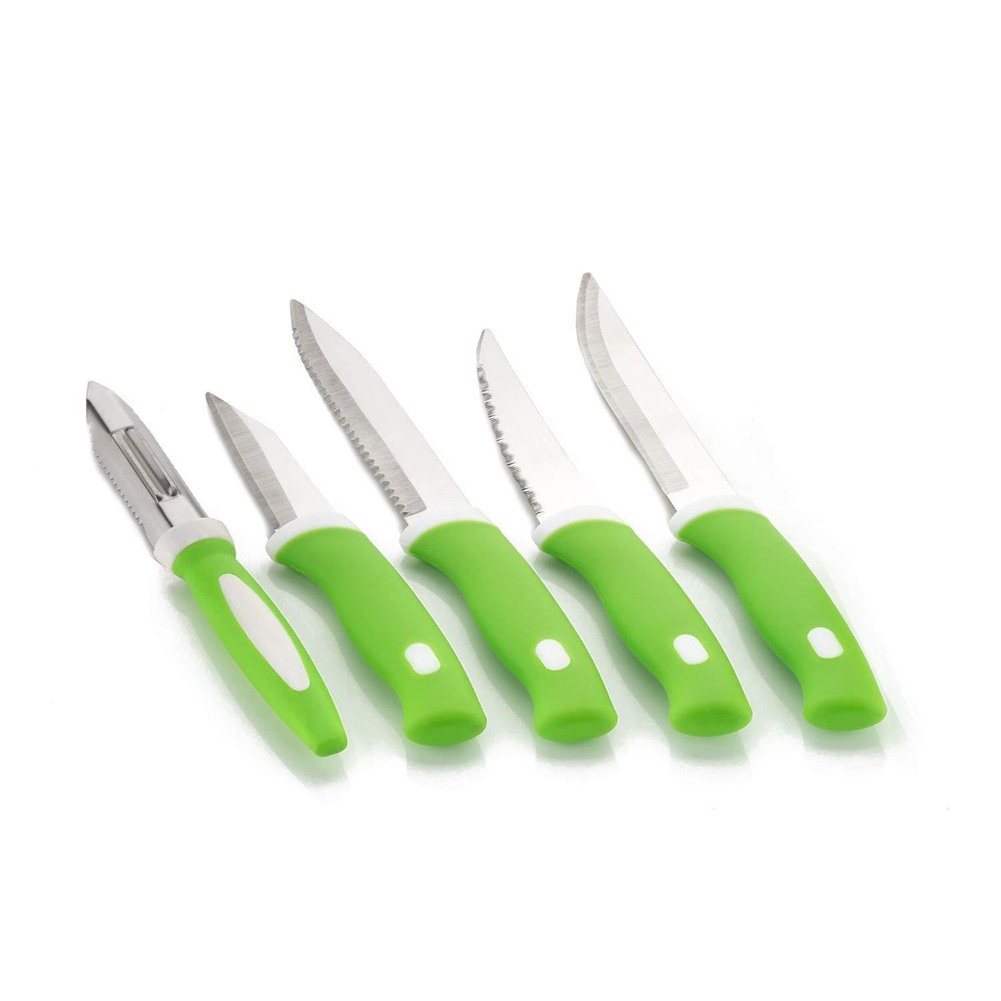 Stainless Steel Knife Peeler Set With Stand - 6 Pcs
