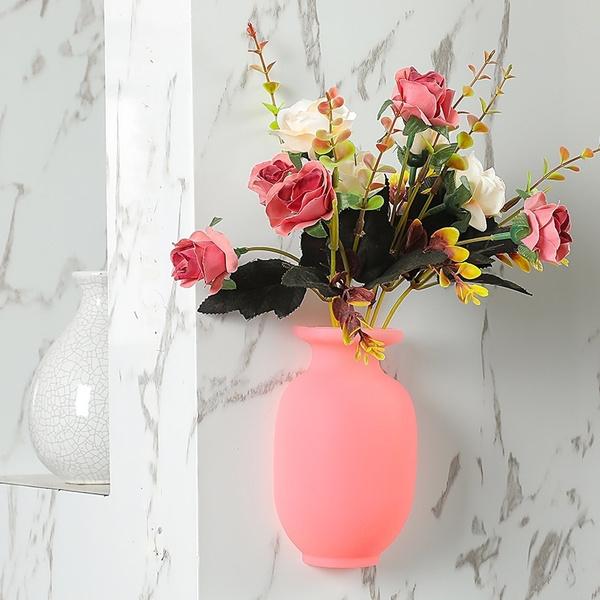 Wall Hanging Silicone Flower Pot Sticker Plant Rack For Decoration (Multicolour)