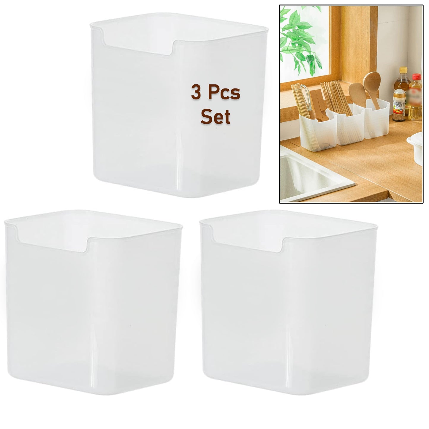3pcs Clear Plastic Organizer Storage Versatile Kitchen Drawer Organizer Tray For Desk Makeup Bathroom Kitchen Pantry Cabinet
