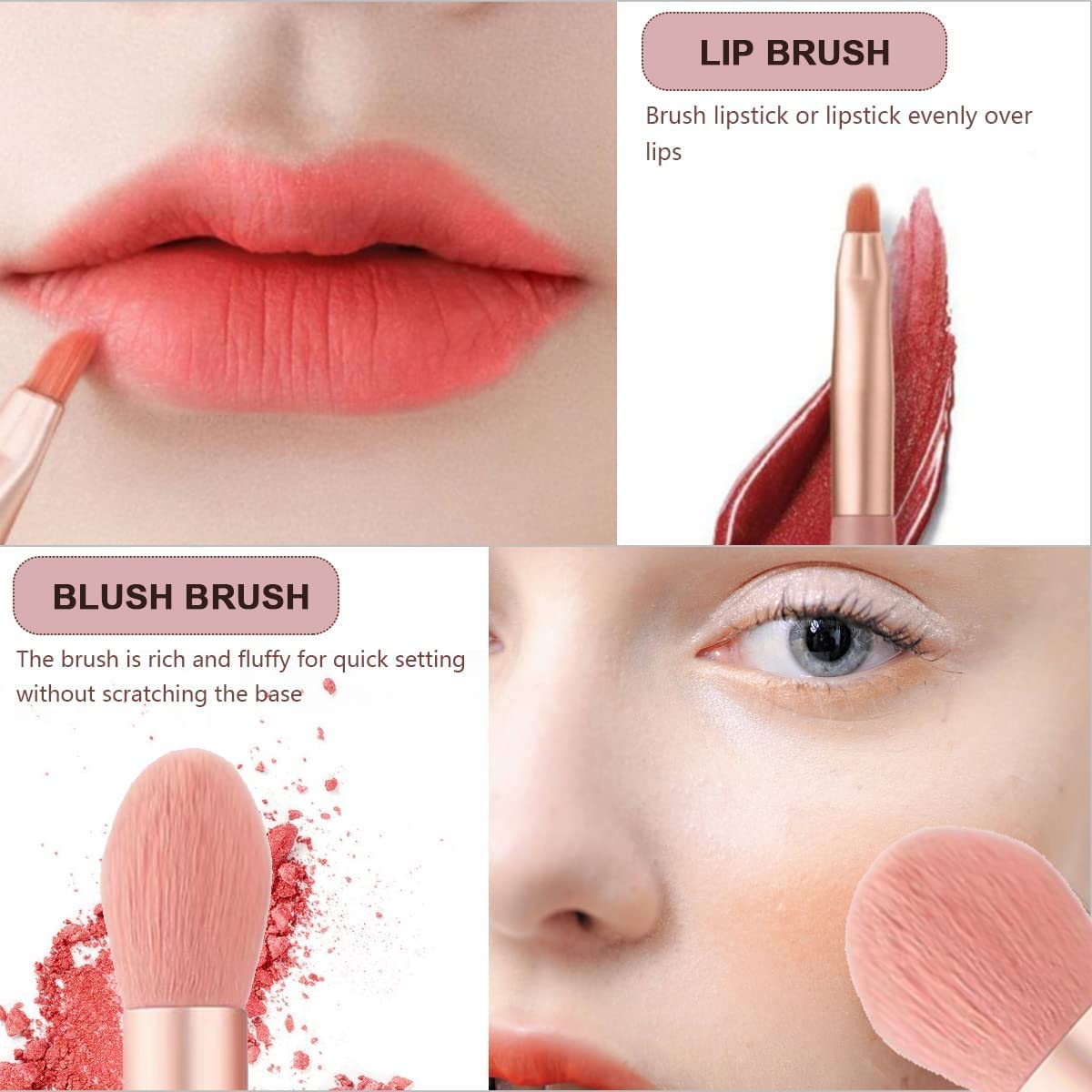 8 Pcs Mini Makeup Brush Set With Case Portable Foundation Brush Kit Travel Premium Synthetic Bristles Cosmetic Brush Set For Powder Blending Blush Eyeshadow Lipstick (Mix Color 8 Pcs Set)