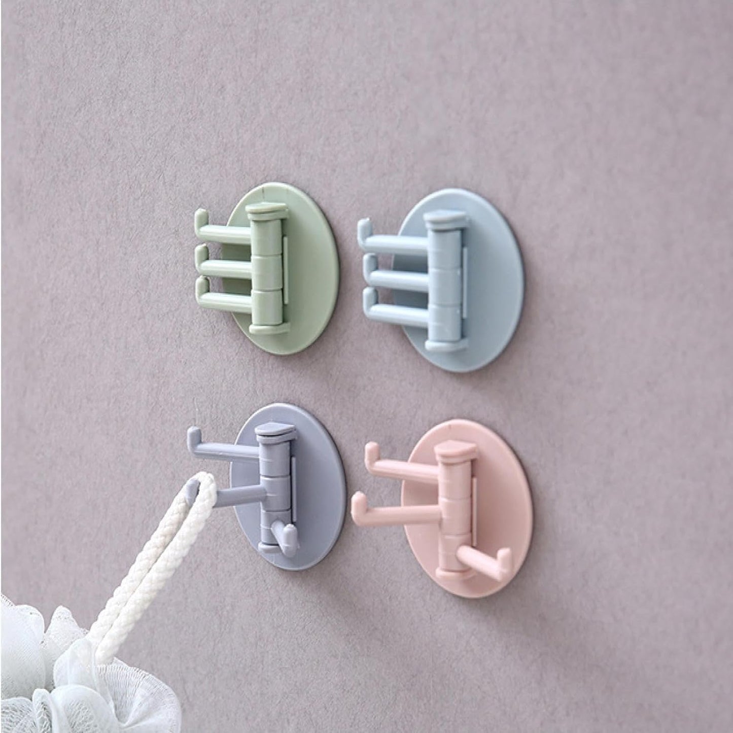 Sticky Hook Household Strong Punch-free Hook 180foldable Multi-function Rotatable Hook With 3 Hooks Suitable For Bathroom Kitchen Office (1 Pc)
