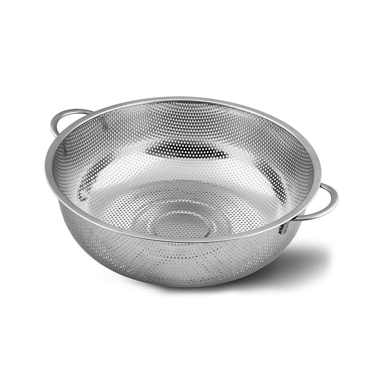 Stainless Steel Colander With Handle Large Metal Mesh Basket Strainer For Pasta Spaghetti Berry Veggies Fruits Kitchen Food Colander Dishwasher Safe (1 Pc 25.5 Cm)