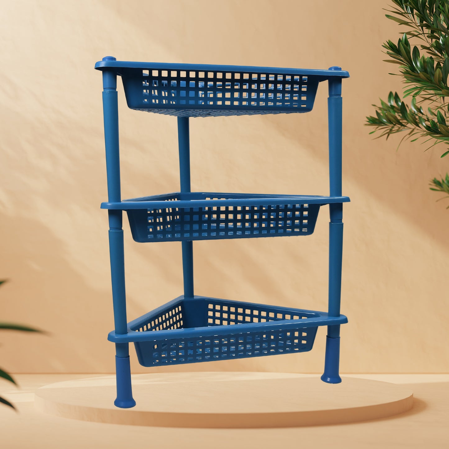 Triangle Storage Plastic 3-tier Rack Shelf For Kitchen Living Room Bathroom Office