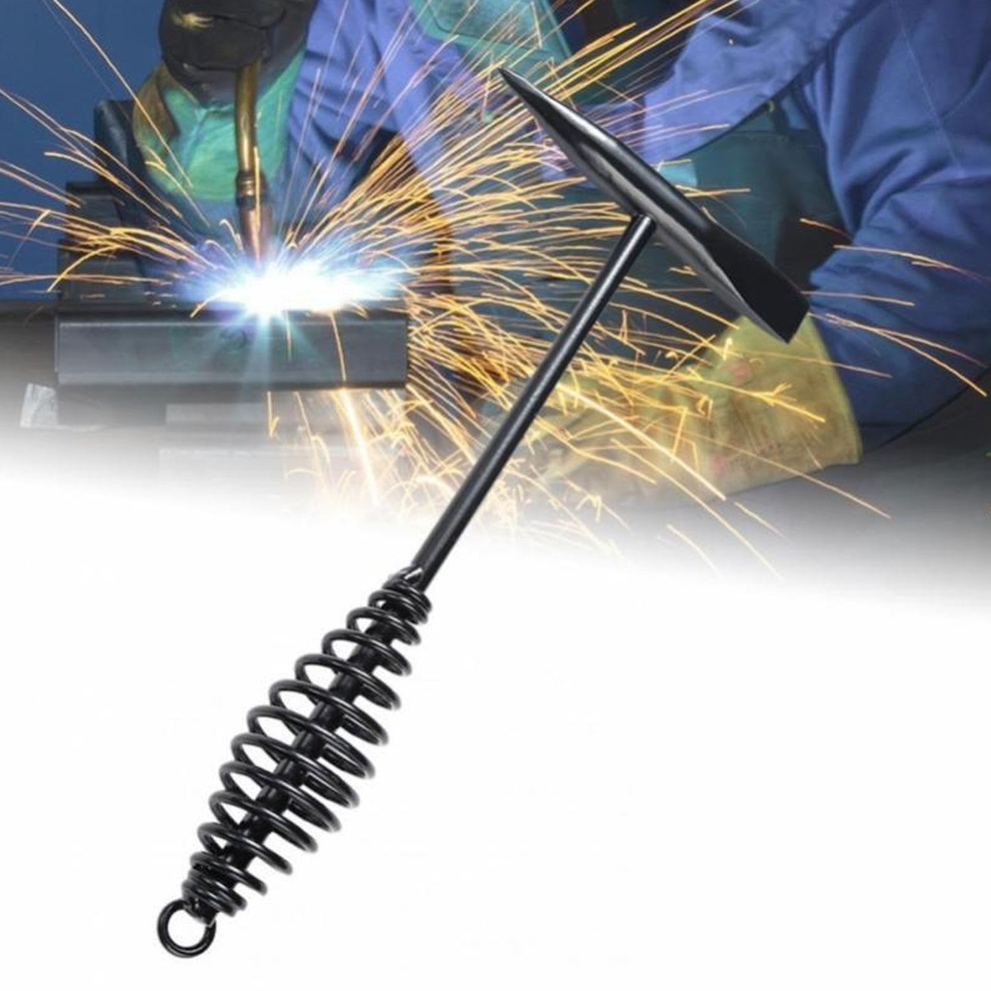 Welding Slag Removal Tool Chipping Hammer With Coil Spring Handle Mufti Functional For Cleaning Removing Slag Industrial Weld Slag Spatter Removal Tool Welding Hammer For Machinery Electrician (1 Pc )
