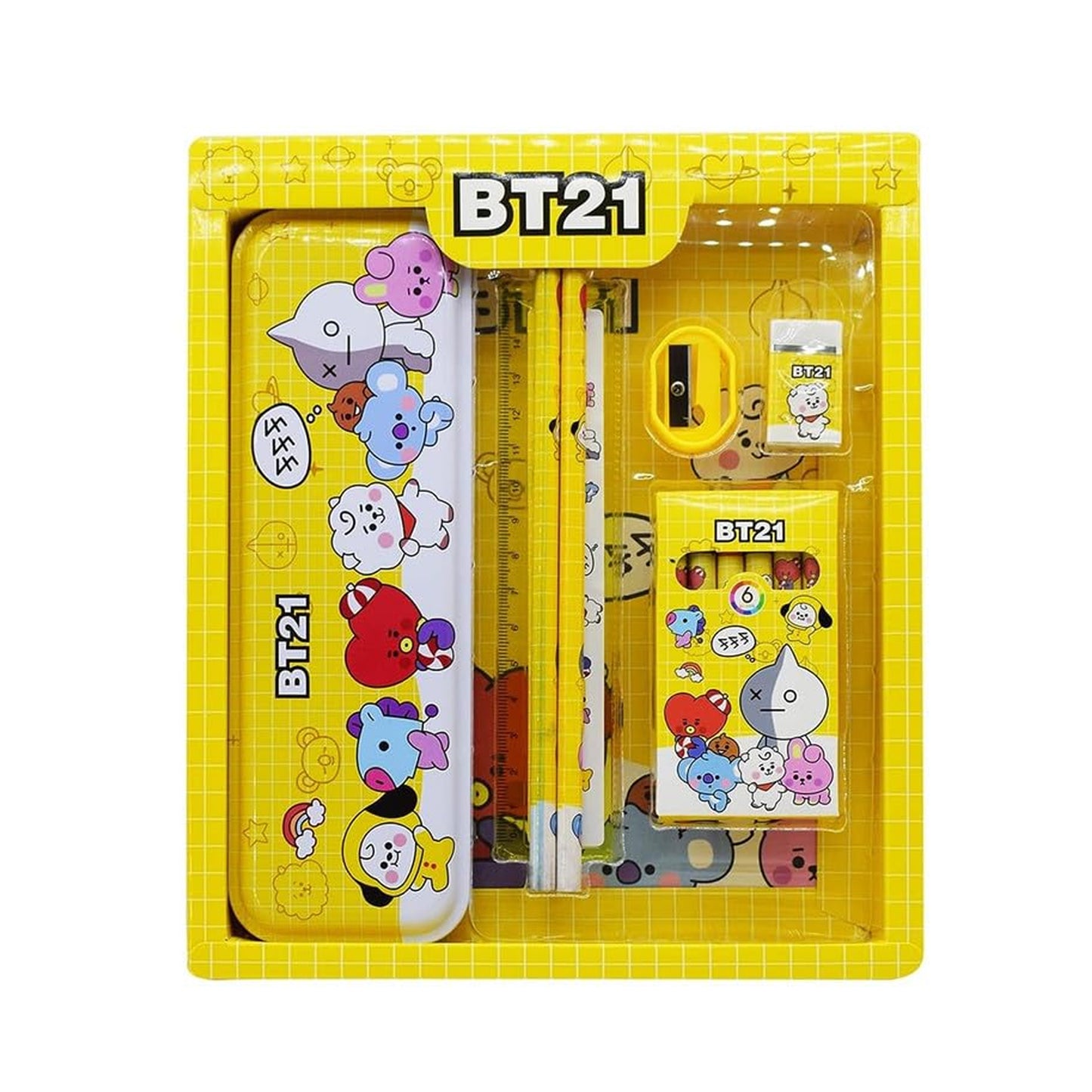Stationery Kit For Kids - Stationery Set Includes Metal Pencil Box Sharpener Pencil And Eraser Set School Supply Set Birthday Return Gift For Kids Boys Girls (12 Pc Set)