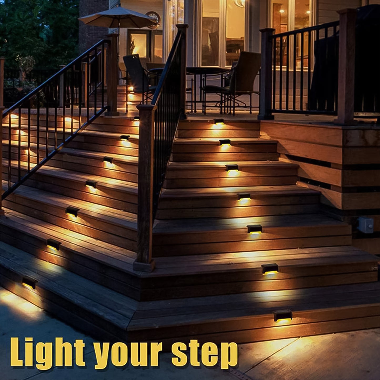 Solar Decorative Lights Waterproof Durable Garden Atmosphere Lights Stair Lights Railing Lights Step Steps Lights For Outdoor Patio Courtyard Stair Step Fence Patio Stairsyard Garden Pathway ( 4 Pc Set)