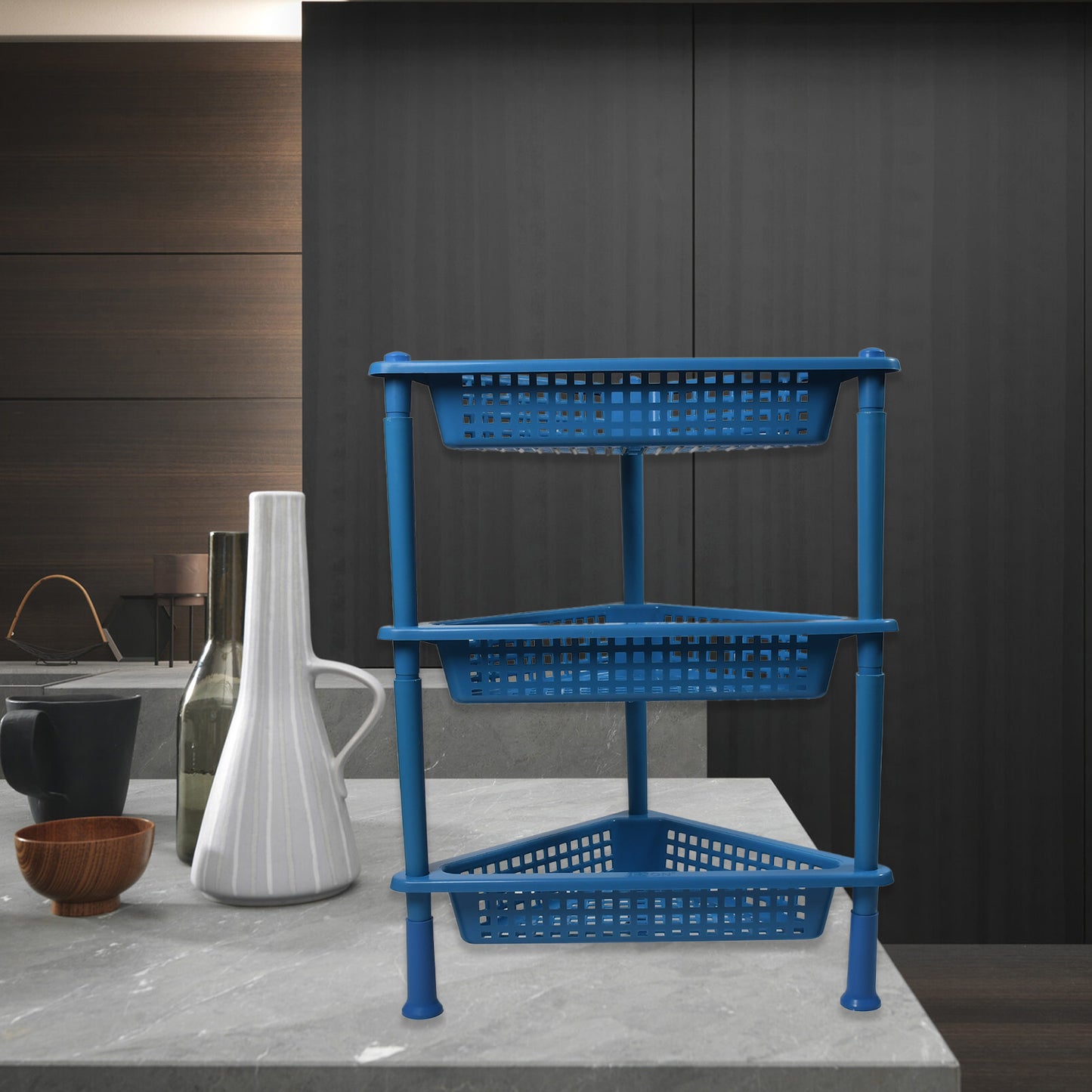 Triangle Storage Plastic 3-tier Rack Shelf For Kitchen Living Room Bathroom Office