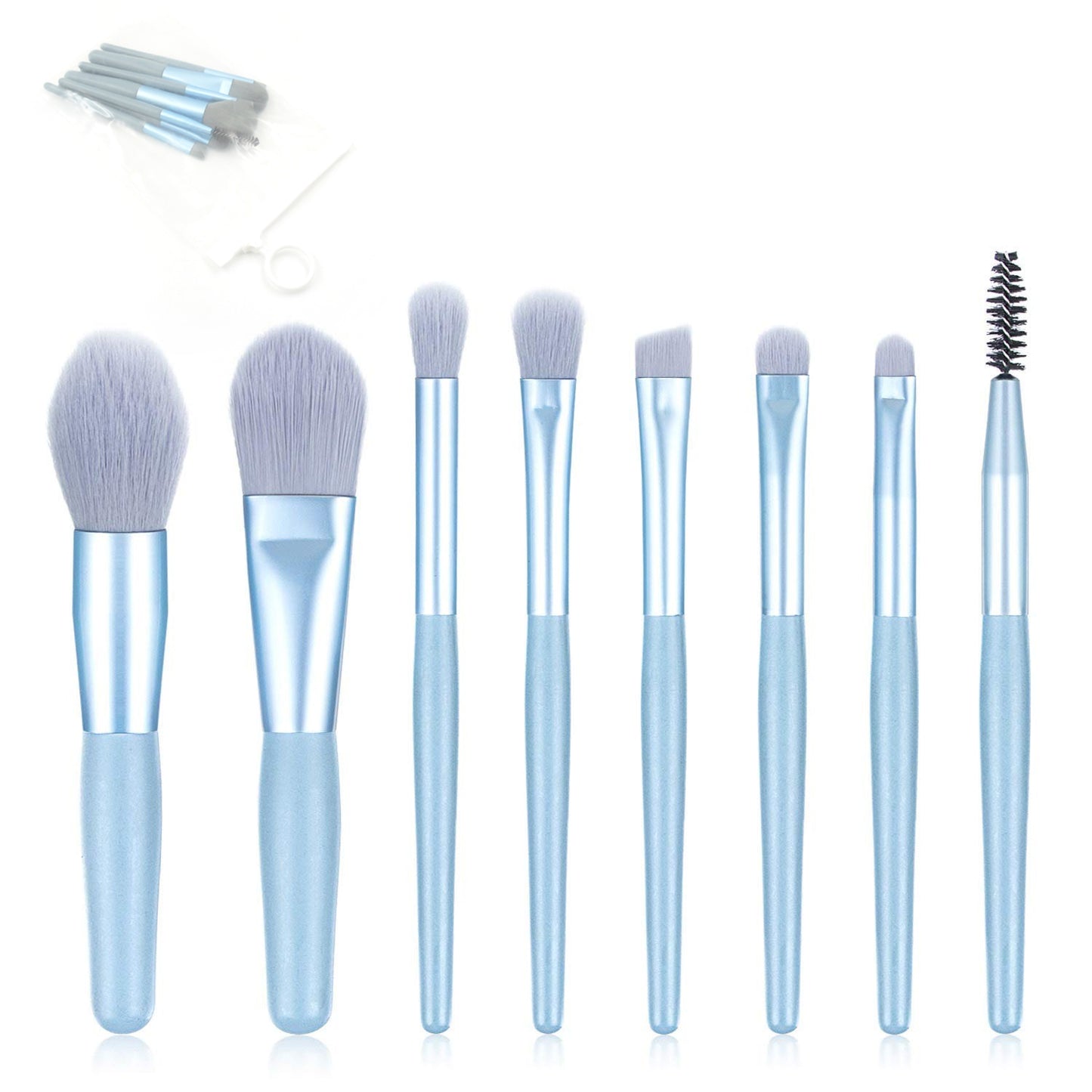 8 Pcs Mini Makeup Brush Set With Case Portable Foundation Brush Kit Travel Premium Synthetic Bristles Cosmetic Brush Set For Powder Blending Blush Eyeshadow Lipstick (Mix Color 8 Pcs Set)