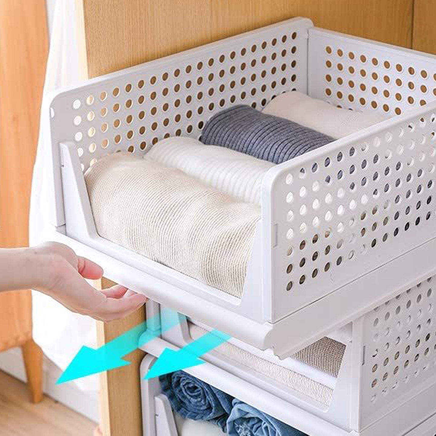 3 Layer Clothes Organizer For Wardrobe Cupboard Organizer For Clothes Foldable And Stackable Closet Organizer Drawer Organizer For Clothes Multi Purpose Plastic Drawer