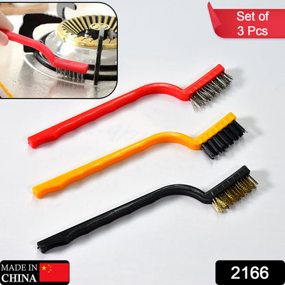 3pc  Mini Wire Brush Set Brass Nylon Stainless Steel Bristles Household Cleaning Brush For Gas Stove Smoke Machine Tool Burner Tiles Tap Rust Removal Welding Slag Dirt  Paint Scrubbing.