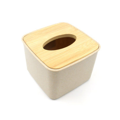 Tissue Box Desktop Stand Bamboo Tissue Cover Box Rectangular Paper Towel Holder Removable Tissue Dispenser For Bathroom Vanity Countertop Bedroom Car Holder Paper Towels Dispenser (1 Pc )