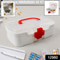 3 Compartment Medical Box 1 Piece Indoor Outdoor Medical Utility Medicine Storage Box Detachable Tray Medical Box Multi Purpose Regular Medicine First Aid Box With Handle Transparent Lid  Color Box