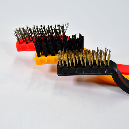 3pc  Mini Wire Brush Set Brass Nylon Stainless Steel Bristles Household Cleaning Brush For Gas Stove Smoke Machine Tool Burner Tiles Tap Rust Removal Welding Slag Dirt  Paint Scrubbing.
