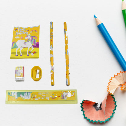 6 Pc Set Stationary Set Including Pencil Ruler Rubber Pencil Sharpener  School Office Product Gift