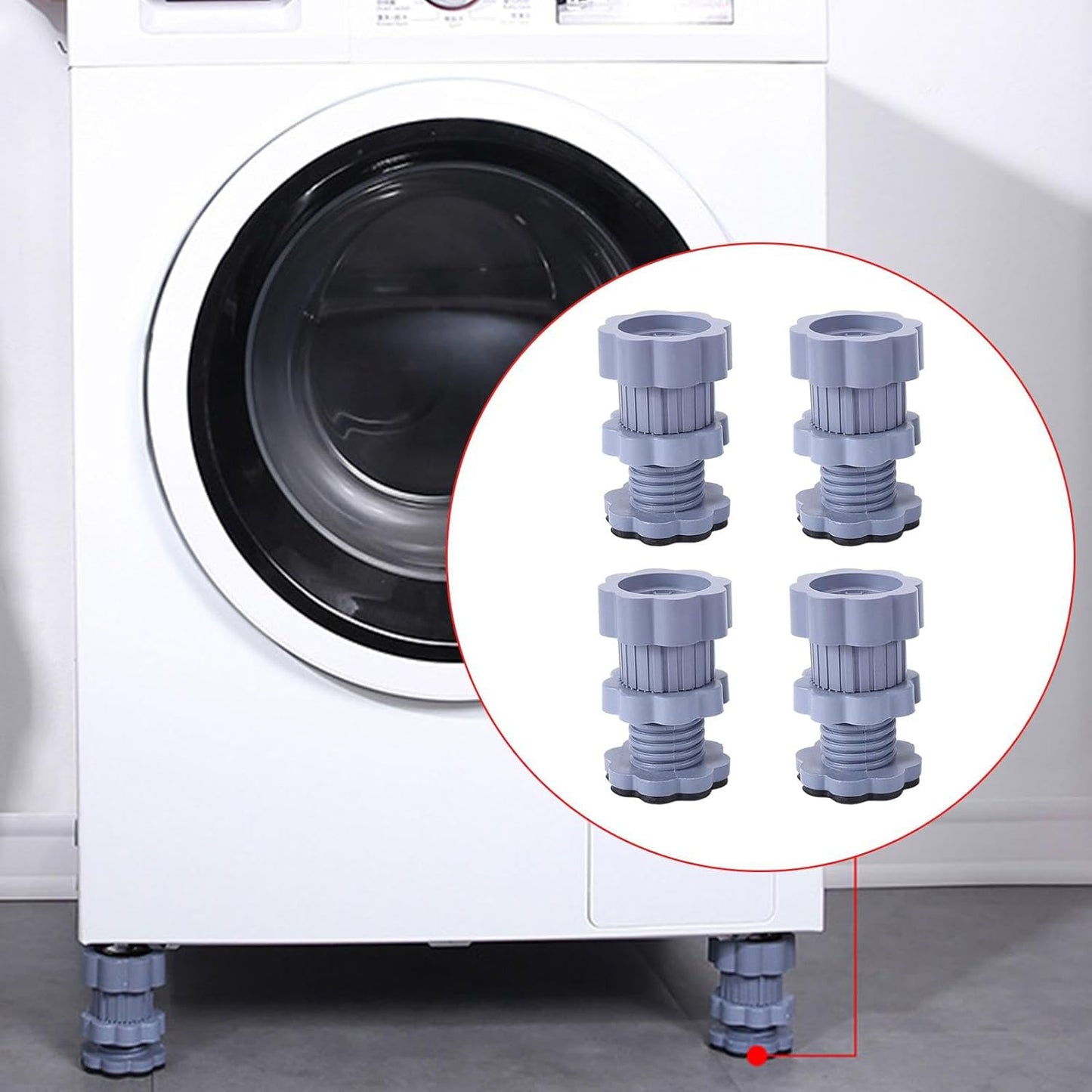 Washing Machine Support Anti Vibration Washing Machine Support Adjustable Washer Anti Vibrasion Pads Washer  Dryer Pedestals Washing Machine Accessory Anti- Skid Pad Pvc Lifting Pad Non-slip ( 4 Pc Set )