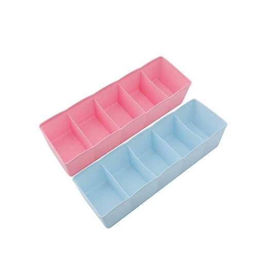 5-compartments Sockshandkerchiefunderwear Storage Box Socks Drawer Closet Organizer Storage Boxes (Pack Of 2)
