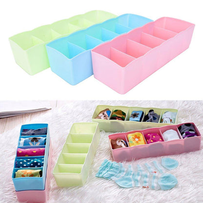 5-compartments Sockshandkerchiefunderwear Storage Box Socks Drawer Closet Organizer Storage Boxes (Pack Of 2)