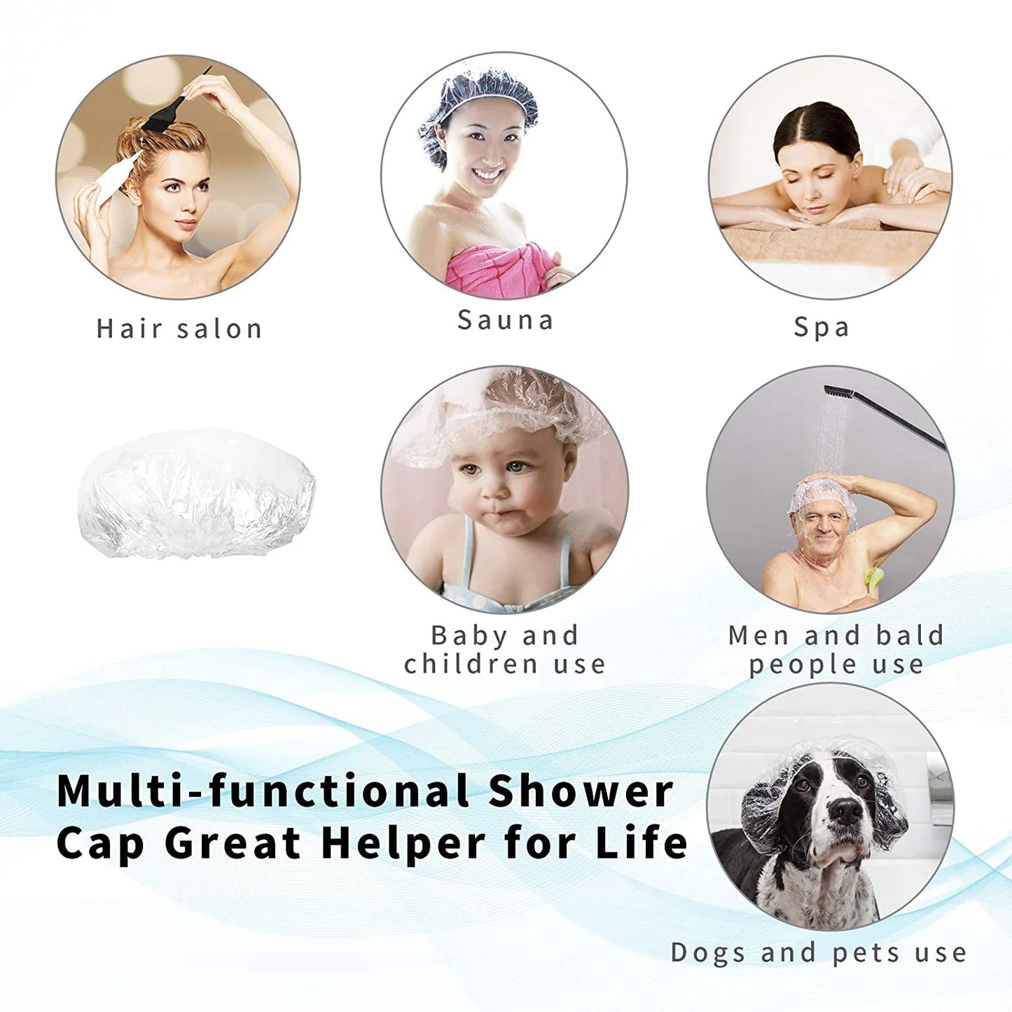 Disposable Plastic Shower Caps Clear Elastic Thick Bath Cap For Women Spahome Usehotel And Hair Salon (1pc)